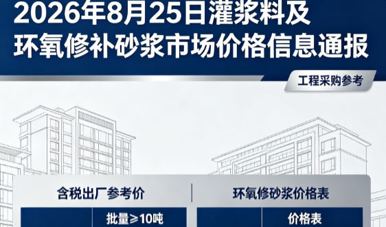 东英镇2026年8月25日灌浆料及环氧修补砂浆市场价格信息通报